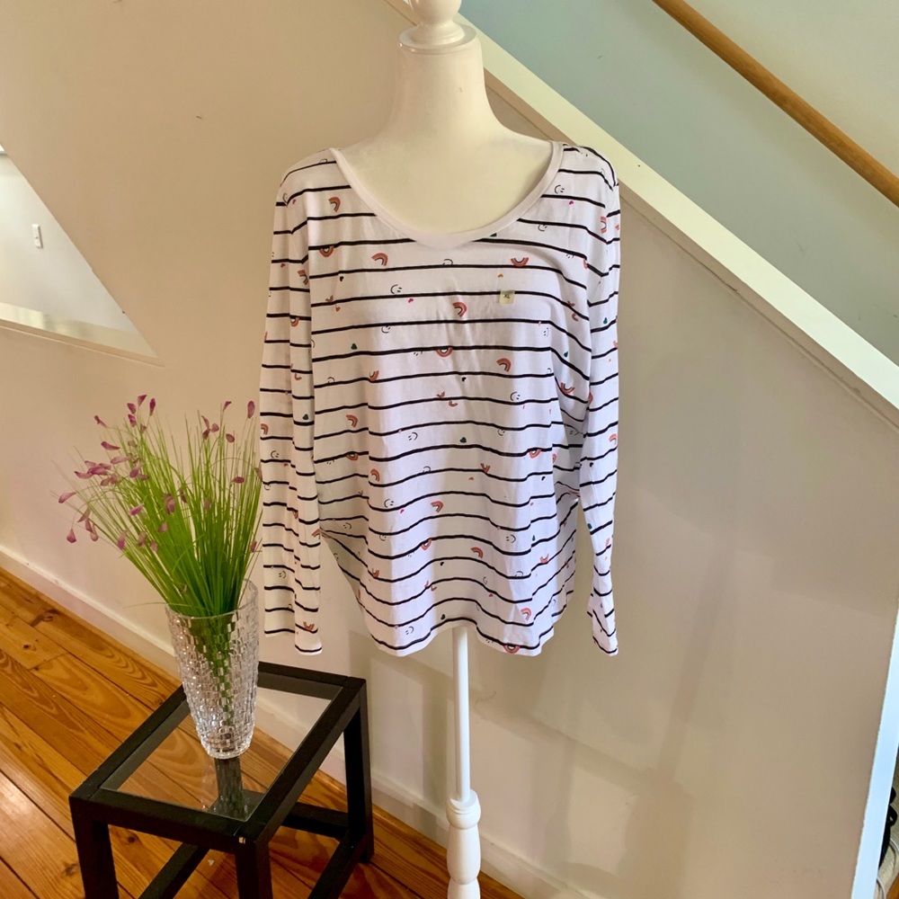 LOFT black/ white/ rainbows long sleeve